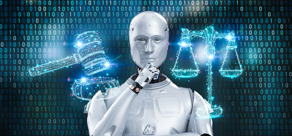 Cyber law or internet law concept with ai robot 