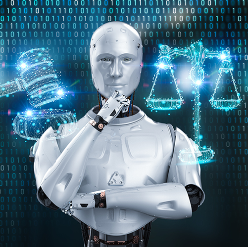 Cyber law or internet law concept with ai robot