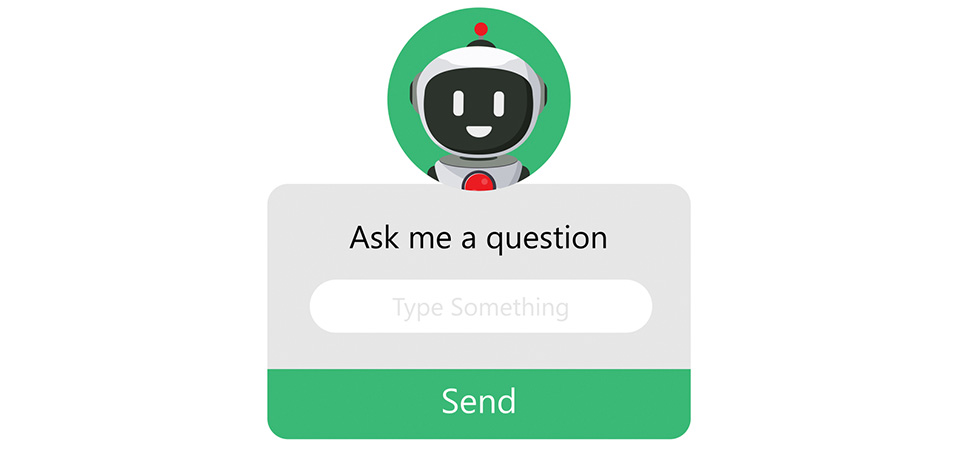 Robot character / Artificial intelligence search engine for question and answer virtual assistance web page design.