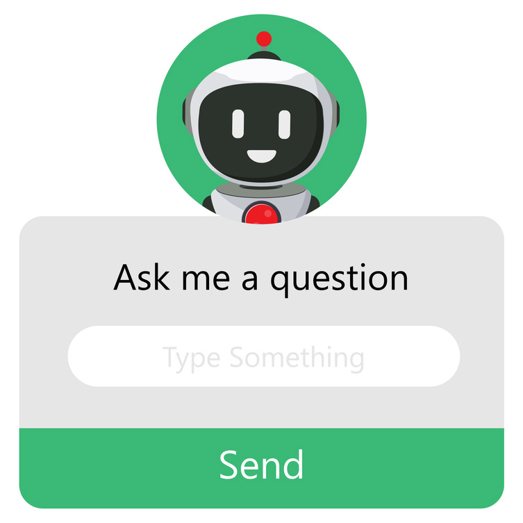Robot character / Artificial intelligence search engine for question and answer virtual assistance web page design.