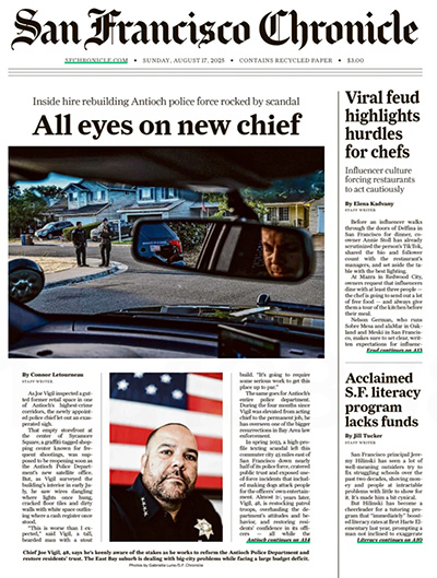 Cover of the August 17,2025 San Francisco Chronicle print edition