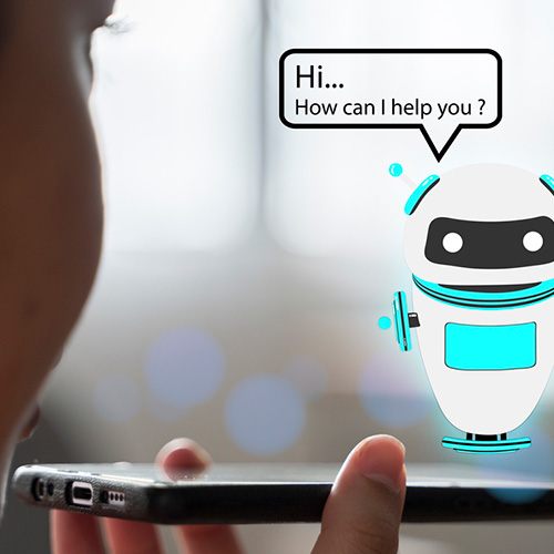 AI chat bot concept. Hands holding mobile phone: 1432457969