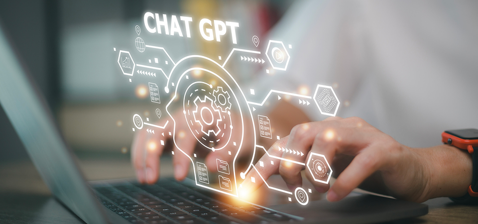 Chatbot Chat with AI, Artificial Intelligence. man using technology smart robot AI, artificial intelligence by enter command prompt for generates something, Futuristic technology transformation. stock photo